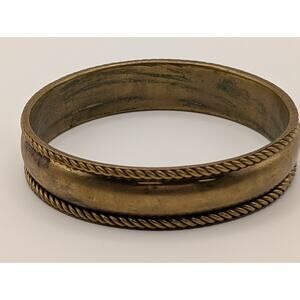 VINTAGE BOHO TRIBAL INSPIRED‎ BRASS BANGLE BRACELET 2 3/4"